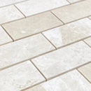 Vanilla Beige Marble 2"x4" Brick Honed on 12" x 12" Mesh Mosaic Tile SKU-HSVB2x4BMOSH close view Vanilla Beige Marble 2"x4" Brick Honed on 12" x 12" Mesh Mosaic Tile SKU-HSVB2x4BMOSH close view