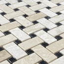 Vanilla Beige Marble Basketweave Design on 12" x 12" Mesh Mosaic Tile SKU-HSVBBWVDMOSH close view Vanilla Beige Marble Basketweave Design on 12" x 12" Mesh Mosaic Tile SKU-HSVBBWVDMOSH close view