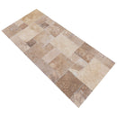 volcano antique French pattern set travertine tile size pattern set surface brushed chiseled SKU-10076976 product shot angle view volcano antique French pattern set travertine tile size pattern set surface brushed chiseled SKU-10076976 product shot angle view
