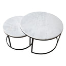 Carrara White Marble Nesting Coffee Table Round Set of 2 Carrara White Marble Nesting Coffee Table Round Set of 2