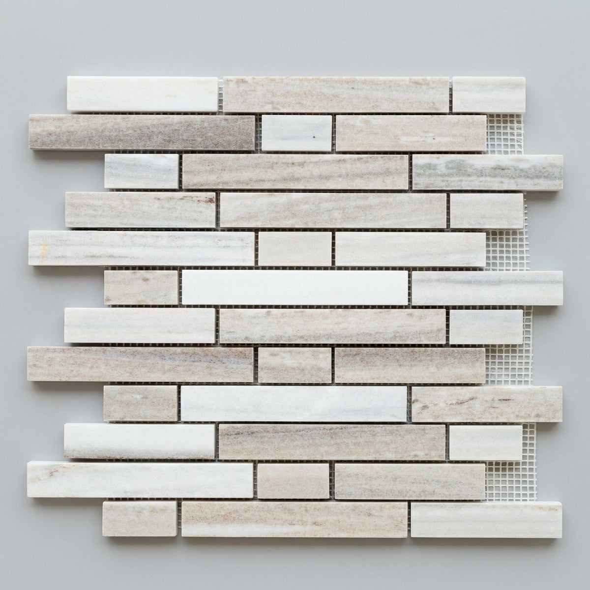 Palissandro Marble Linear Honed on 12" x 12" Mesh Mosaic Tile