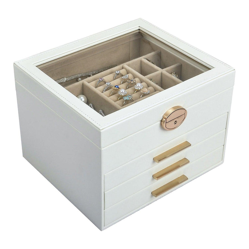Elegant Jewelry Box Organizer for Women, 4-Layer Jewelry Organizer, 3-Drawers