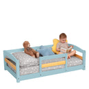 Crib Size Wooden Floor Bed Frame with Rails for Toddlers Age 1–3