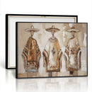 Mexican Folk Art Canvas Wall Art, Charro Poncho Sombrero Painting Print, Neutral Beige Boho Decor, Southwestern Impasto Style, Living Room Art by MyGreatCanvas | Canvas Wall Art Prints | Photo Prints & Wall Decor