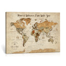 Personalized World Map Canvas Print – Custom Push Pin Framed