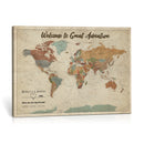 Personalized Push Pin World Map Canvas – Custom Framed