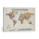 Custom Framed World Map Canvas Print – Personalized Push Pin