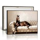 Funny Horse on Sofa Canvas Wall Art, Quirky Horse Lounging Photo Print, Whimsical Animal Decor, Living Room Conversation Art, Horse Lover Gift by MyGreatCanvas | Canvas Wall Art Prints | Photo Prints & Wall Decor