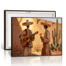 Mexican Couple Canvas Wall Art, Romantic Serenade Guitar Painting Print, Southwestern Desert Adobe Decor, Warm Golden Folk Art, Living Room Art by MyGreatCanvas | Canvas Wall Art Prints | Photo Prints & Wall Decor