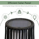 2 Piece Solar Powered Lantern Wicker Solar Patio Lamp Black by JHY DESIGN