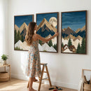 Moonlit Mountain Cabin Wall Art Canvas Print, Rustic Mountain Landscape Canvas Print, Woodland Cabin Wall Decor, Framed Nature Artwork Ready to Hang by MyGreatCanvas | Canvas Wall Art Prints | Photo Prints & Wall Decor
