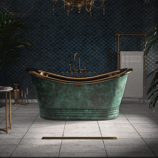 Luxury Polished Pure Brass and Green Bathtub