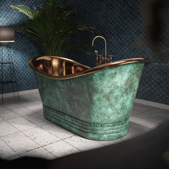 Luxury Polished Pure Brass and Green Bathtub