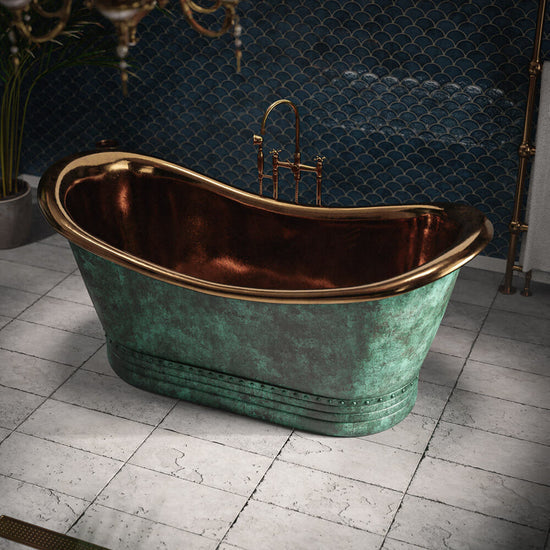 Luxury Polished Pure Brass and Green Bathtub