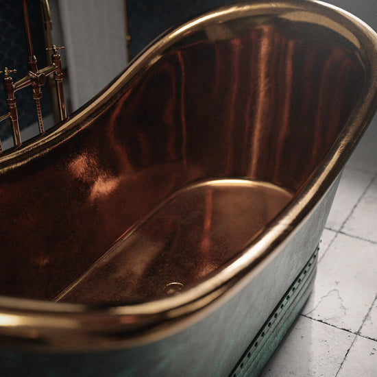 Luxury Polished Pure Brass and Green Bathtub