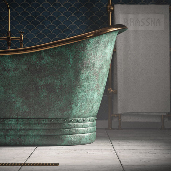 Luxury Polished Pure Brass and Green Bathtub