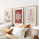 Merry Christmas Minimalist Holiday Decor Poster by Wall Art Set