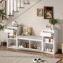 Entryway Storage Bench With Cushion, Drawers & Open Shelves by HouseOfZazla