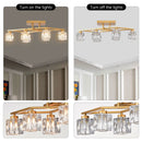 6 Light Crystal Ceiling Light For Dining Room, Modern Ceiling Lamp With Light Fixture For Entryway, Lobby, Kitchen, Bedroom, Living Room, Conference Room, (6*G9 Bulbs Included) by HouseOfZazla