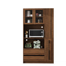 Tall Kitchen Pantry Cabinet With 4 Tier Side Shelf, 2 Drawers, Freestanding Food Hutch With Microwave Stand For Dining Room - Walnut by HouseOfZazla