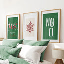 Trendy Green Christmas Holiday Art Nursery Decor by Wall Art Set