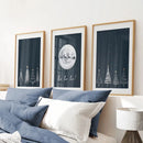 Winter Nordic Landscape Xmas Set of 3 Prints by Wall Art Set