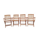Foldable Patio Dining Set With 4 Folding Chairs For Indoor And Outdoor Use - Teak
