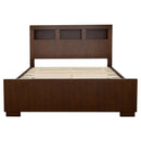 Copper - Eastern King LED Storage Bookcase Bed With Built In Shelves - Cappuccino