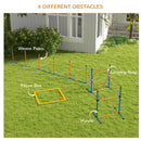 4 Pieces Dog Agility Training Equipment, Dog Obstacle Course Starter Kit, Pet Outdoor Games with Weave Poles, Adjustable Hurdle Jumping Ring, Pause Box, Whistle, Toy Balls for Backyard, Orange