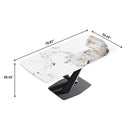 Modern Artificial Stone Pandora White Curved Metal Leg Dining Table, Can Accommodate 6-8 People - Antique White by Unique Piece Furniture