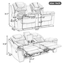 3 Pieces Recliner Sofa Sets Home Theater Seating Manual Recliner Chair With Center Console And LED Light Strip For Living Room by HouseOfZazla