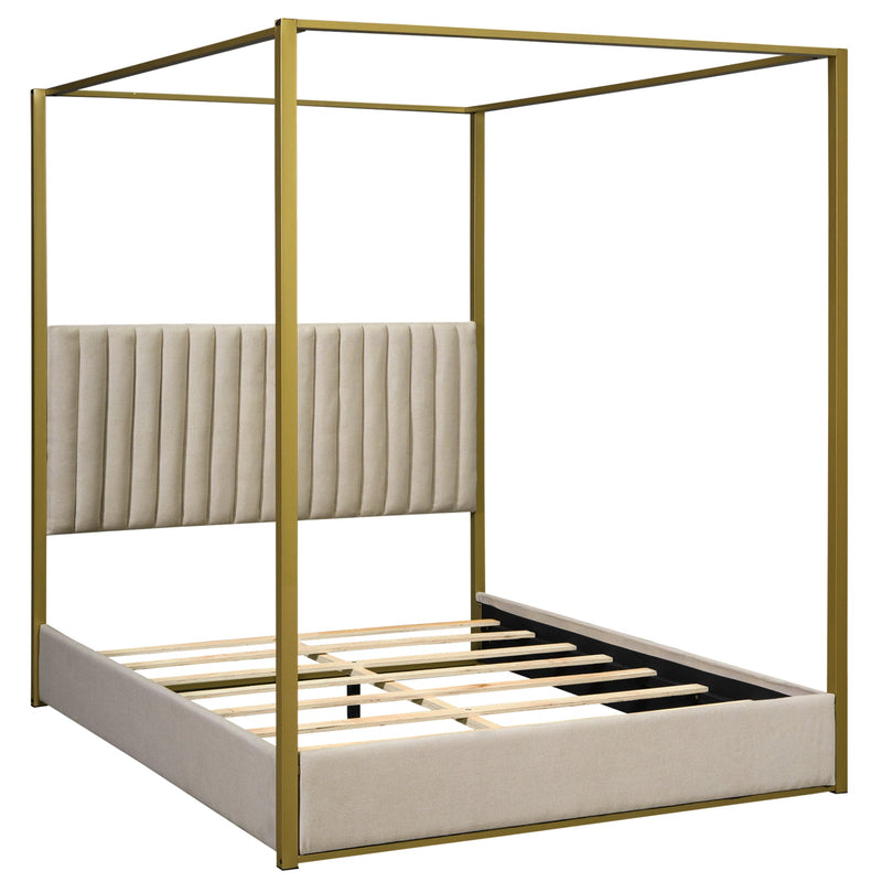 Walker Edison | Queen Size Upholstery Canopy Platform Bed