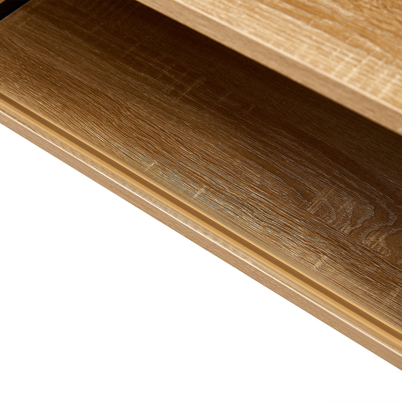 40.16" Rattan Coffee table, sliding door for storage, metal legs, Modern table for living room, natural