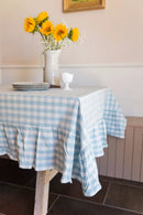 Blue Ruffled Gingham Tablecloth by Galley & Fen