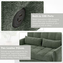 Loveseat Sofa Pull-Out Bed With Adjustable Backrest, 3 USB Ports And 2 Lumbar Pillows For Living Room