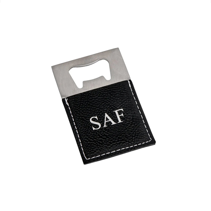 Black Leatherette Bottle Opener - 3.5" x 2", photo 5 of 5