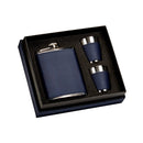 Navy Leatherette Flask & Stainless Steel Shot Glass Set by creativegiftsdirect