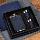 Navy Leatherette Flask & Stainless Steel Shot Glass Set by creativegiftsdirect