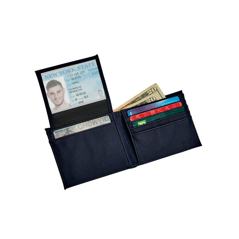Leatherette Bill Fold, Navy 4.5" X 3.75", photo 2 of 2