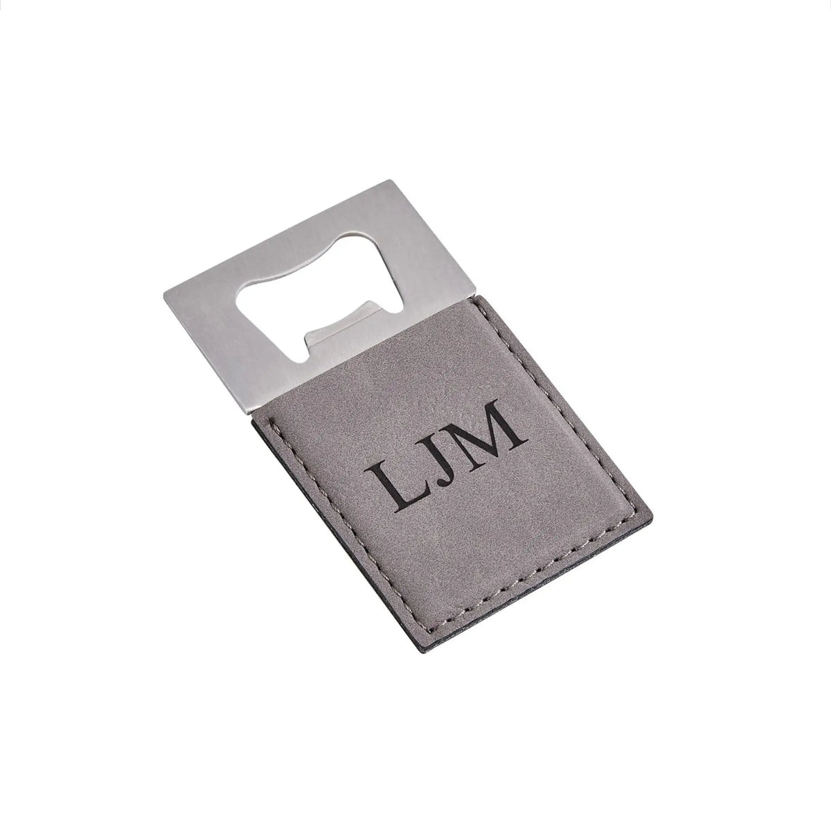 Grey Leatherette Bottle Opener - 3.5" x 2", photo 5 of 5