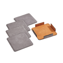 Set Of 4 Leatherette Coasters - Grey