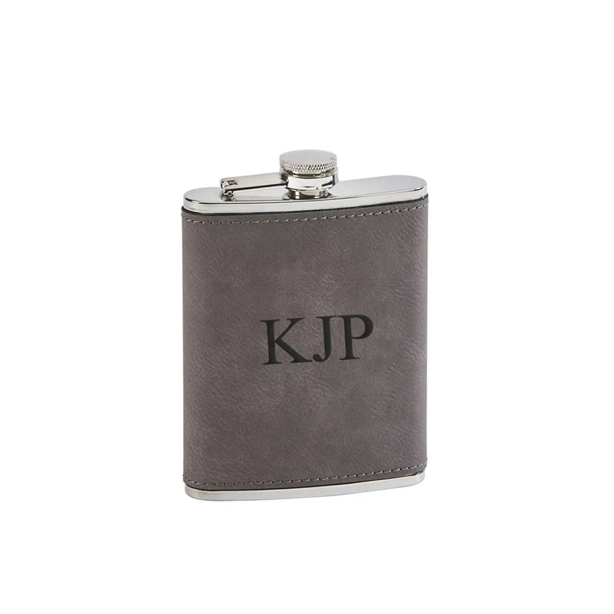 Leatherette Flask Grey 8 Oz Cap, photo 4 of 4