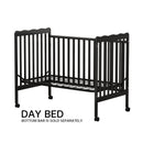 3-In-1 Convertible Crib In Storm BLACK, Made Of Sustainable Pinewood, Non-Toxic Finish, Comes With Locking Wheels, Wooden Nursery Furniture