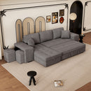 Modern L-Shape 3 Seat Reversible Sectional Couch, Pull Out Sleeper Sofa With Storage Chaise And 2 Stools For Living Room Furniture Set by HouseOfZazla