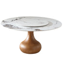 Round Dining Table 53" With Lazy Susan - Walnut / White by HouseOfZazla