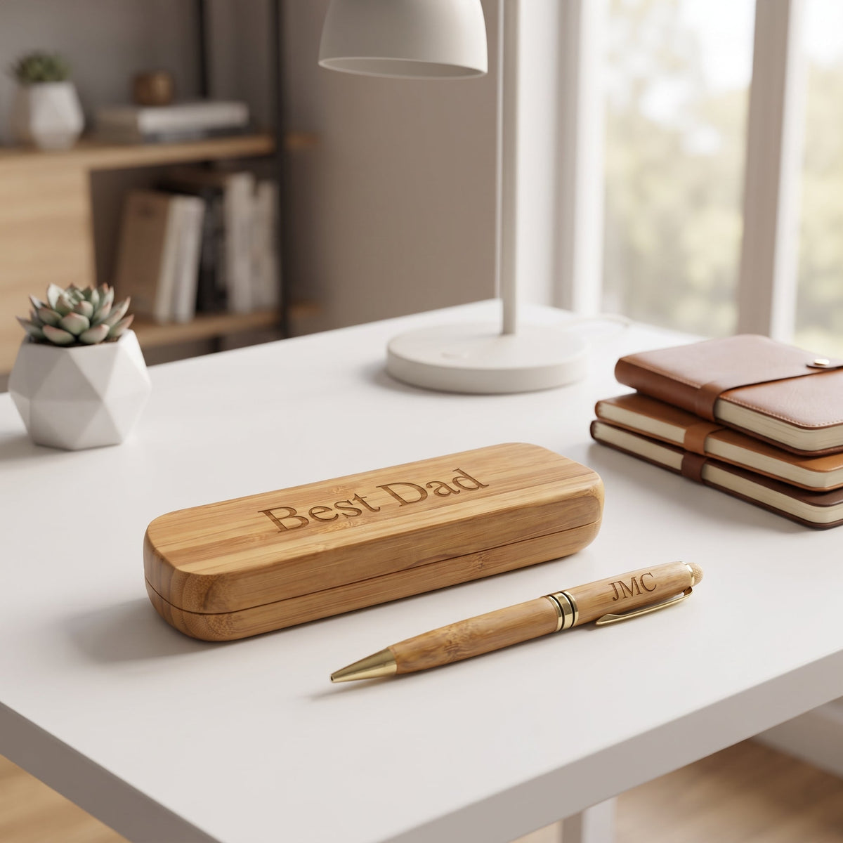 Wood Pen and Box Set, installed in a room