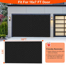 16*7FT Magnetic Thermal Insulated Garage Door Curtain for Winter Two-Car Garage Screen with Magnetic Closure 8 Roll Up Buckle Straps for Two Cars Weat
