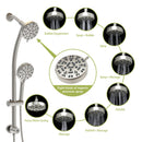 Multi Function Dual Shower Head System With 4.7" Rain Showerhead, 8 Function Hand Shower, Adjustable Slide Bar by HouseOfZazla