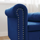 Chaise Lounge Indoor, Lounge Chair For Bedroom With Storage & Pillow, Modern Upholstered Rolled Arm Chase Lounge For Sleeping With Nailhead Trim For Living Room Bedroom Office by HouseOfZazla