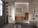 Striped Walnut Bathroom Floating Side Cabinet, Wall-Mounted Storage Cabinet For Small Spaces - Walnut